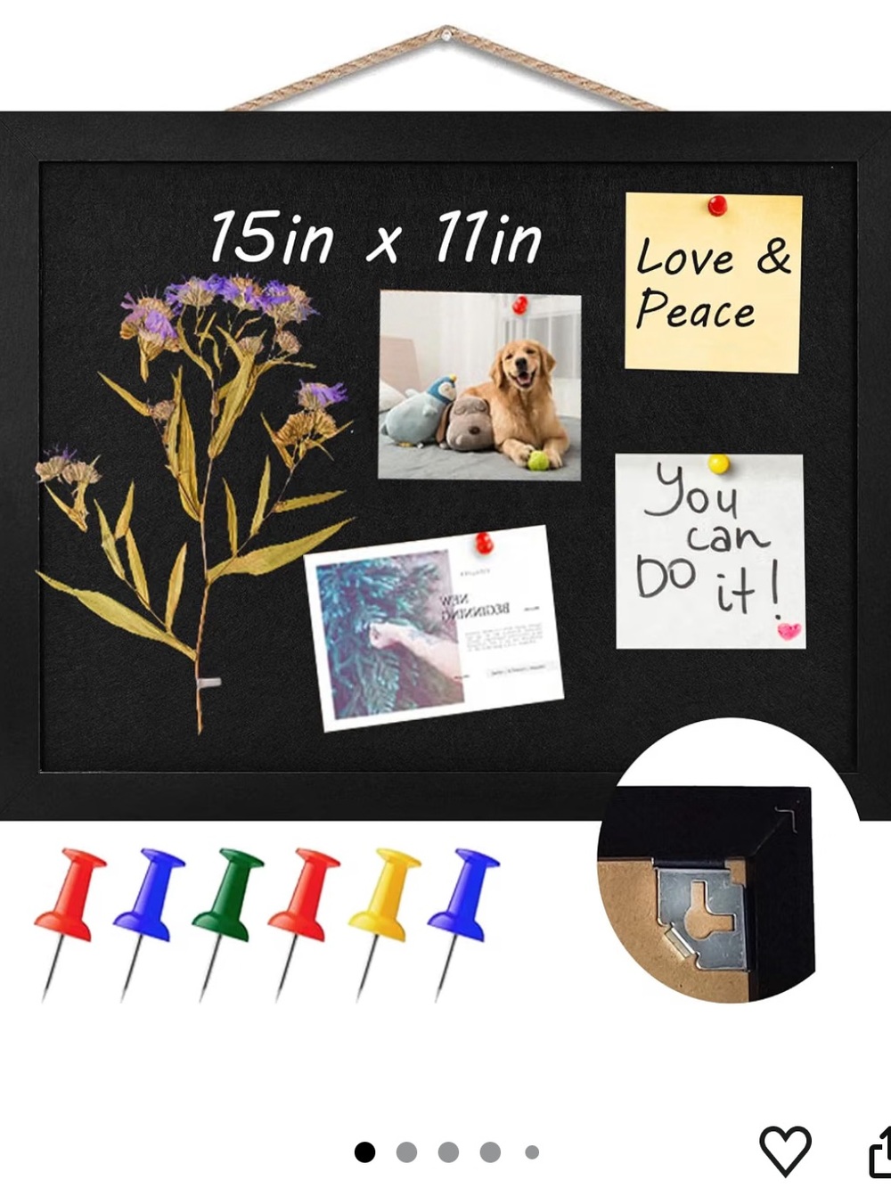 Black Cork Bulletin Board - Black Pin Display Board